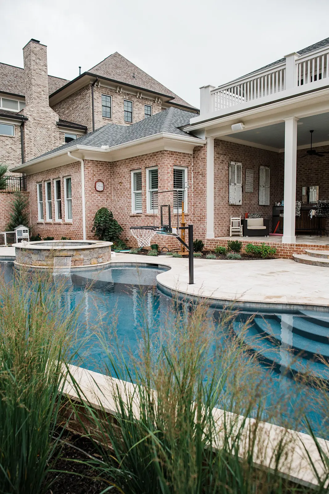 Backyard pool and landscaping